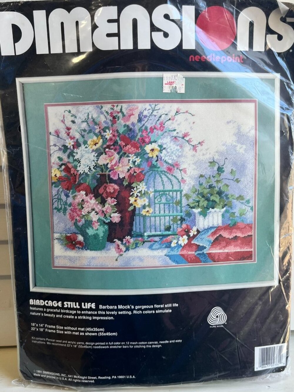 Dimensions Vintage Needlepoint Kit Birdcage Still Life 1991 sealed 2382 18 x 14